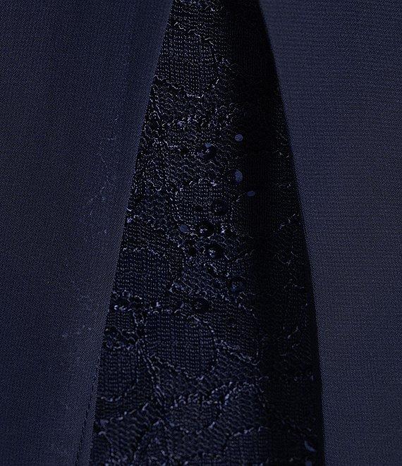 Ignite Evenings Short Flutter Sleeve V-Neck Sequin Lace Detail Front Slit A-Line Gown Product Image