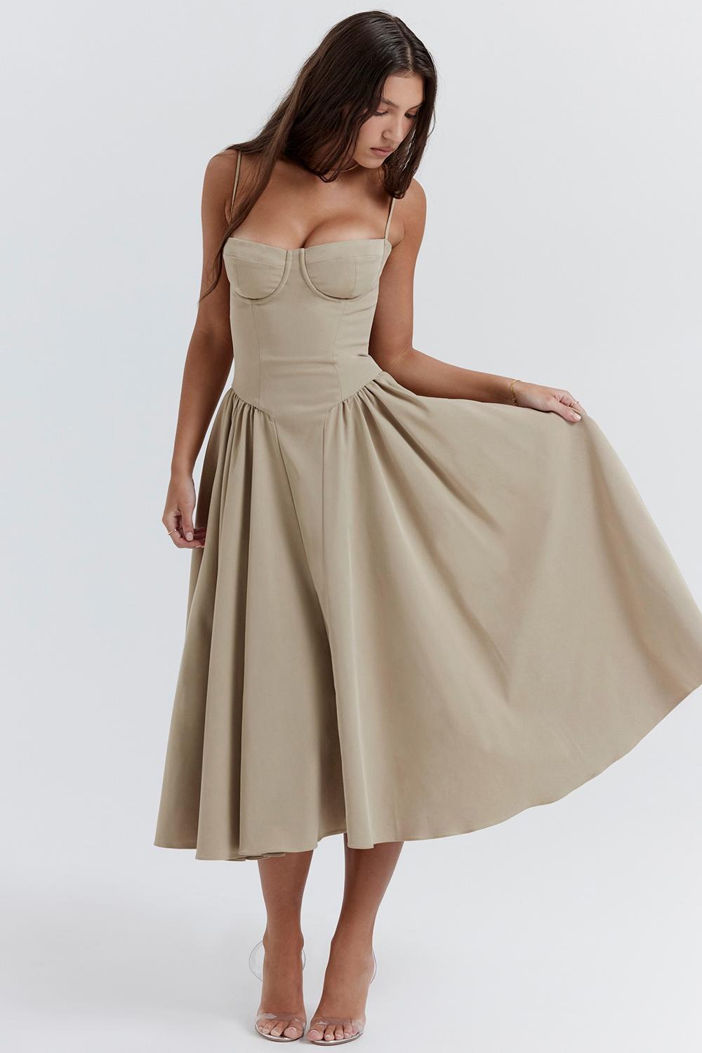 Samaria  taupe corset sundress Product Image