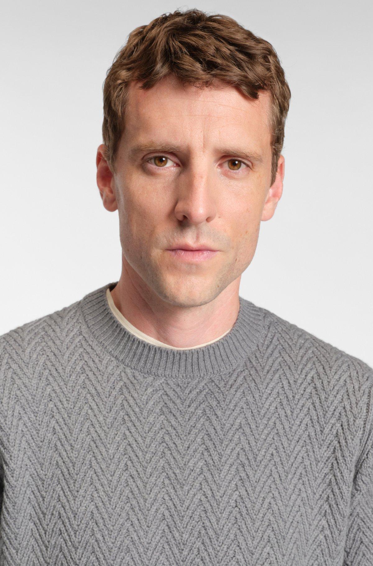 Virgin-wool sweater with herringbone structure Product Image