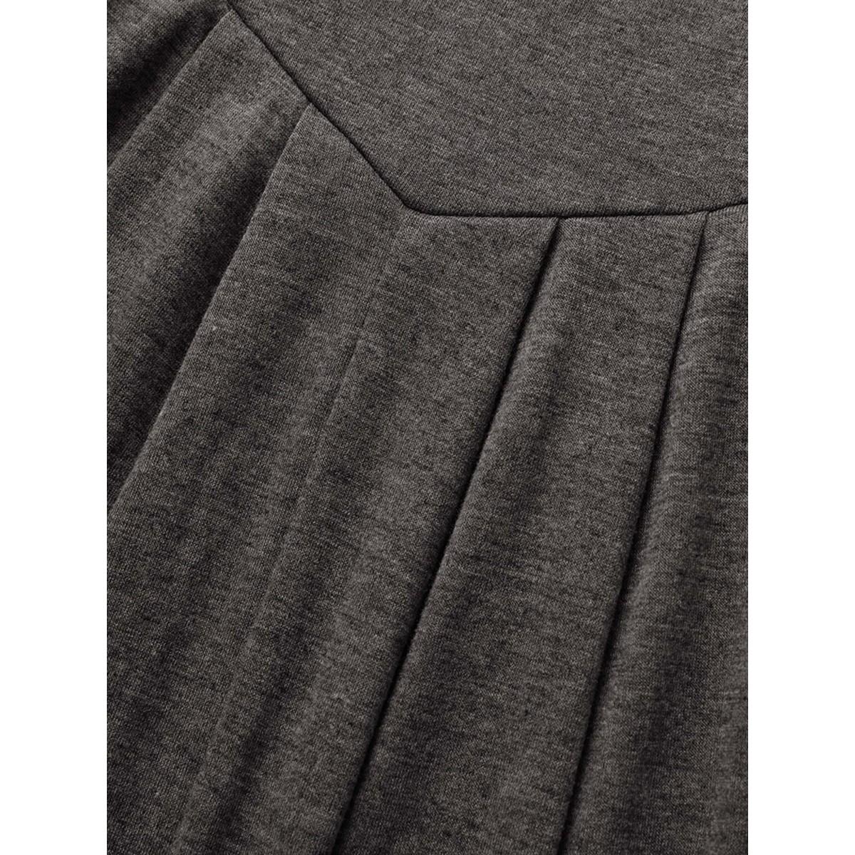 Plus Size DimGray Supersoft Essentials Solid Pleated Pocket Jumpsuit Women Casual Sleeveless Non Everyday Loose Jumpsuits BloomChic 30/6X Product Image