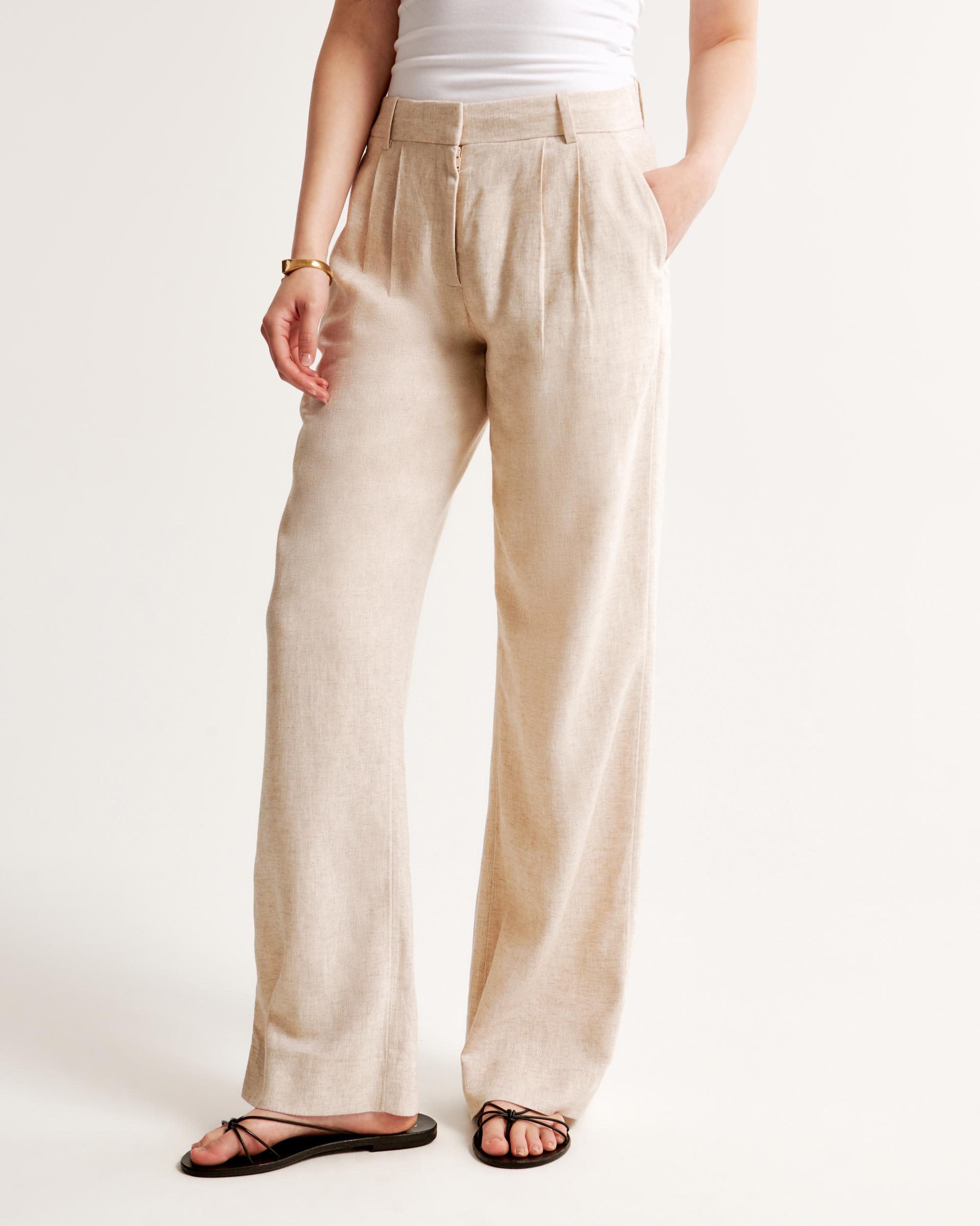 A&F Sloane Low Rise Tailored Linen-Blend Pant Product Image