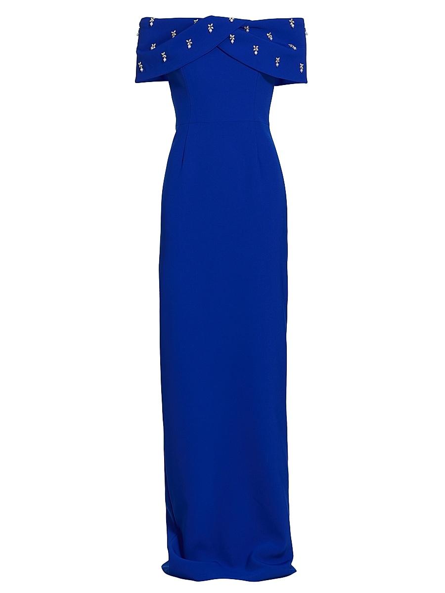 Womens Faux Pearl-Embellished Column Gown Product Image