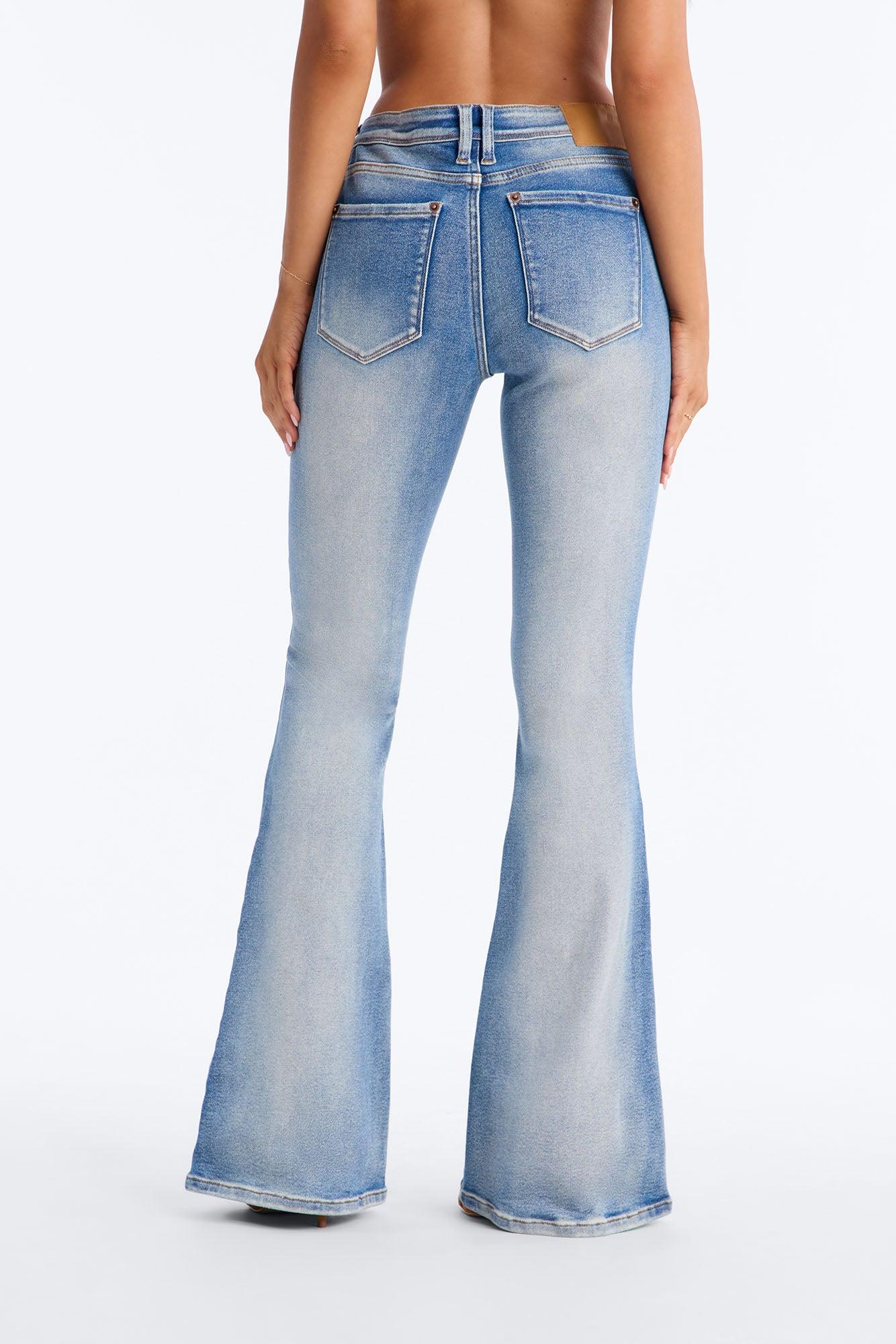 As I Do Low Rise Stretch Flare Jeans - Medium Wash Female Product Image