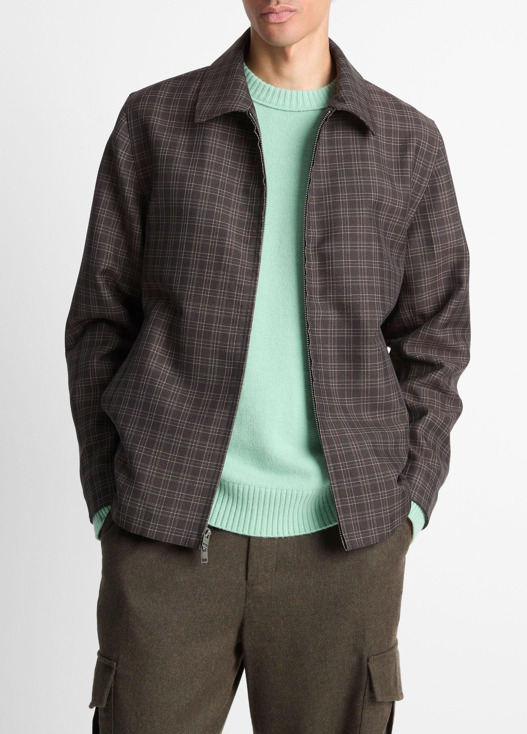 Plaid Wool-Blend Zip Jacket Product Image