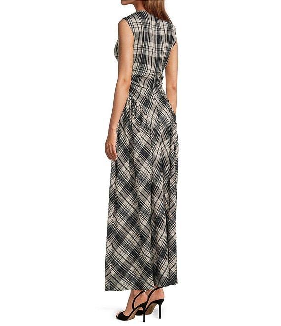 Antonio Melani Erica Sleeveless Boat Neck Plaid Fit and Flare Maxi Dress Product Image
