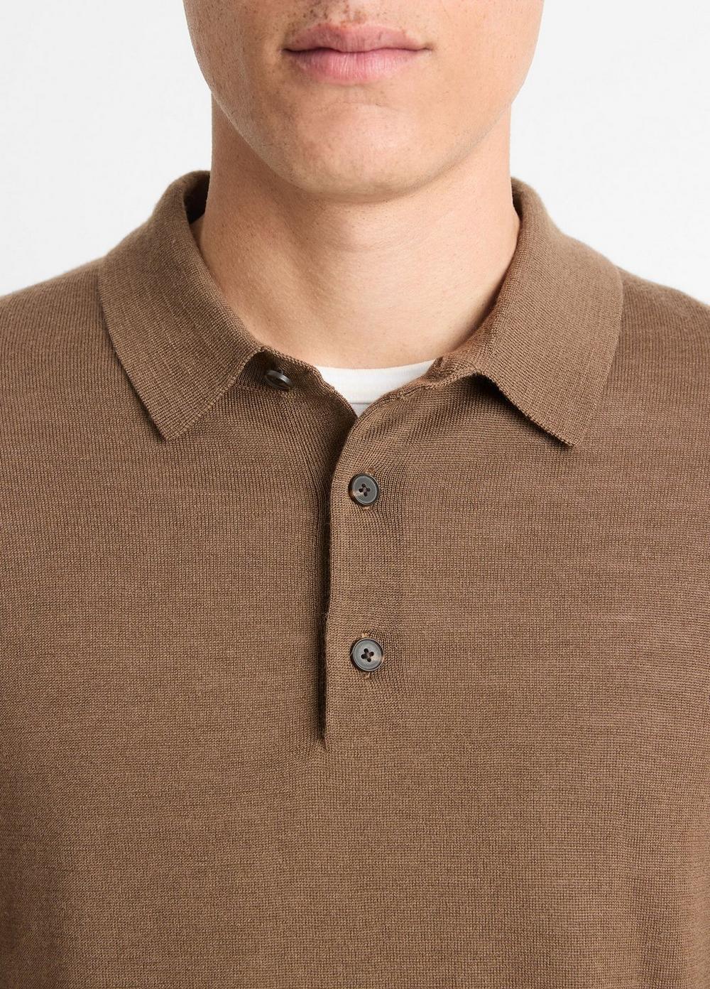 Wool Long-Sleeve Polo Sweater Product Image