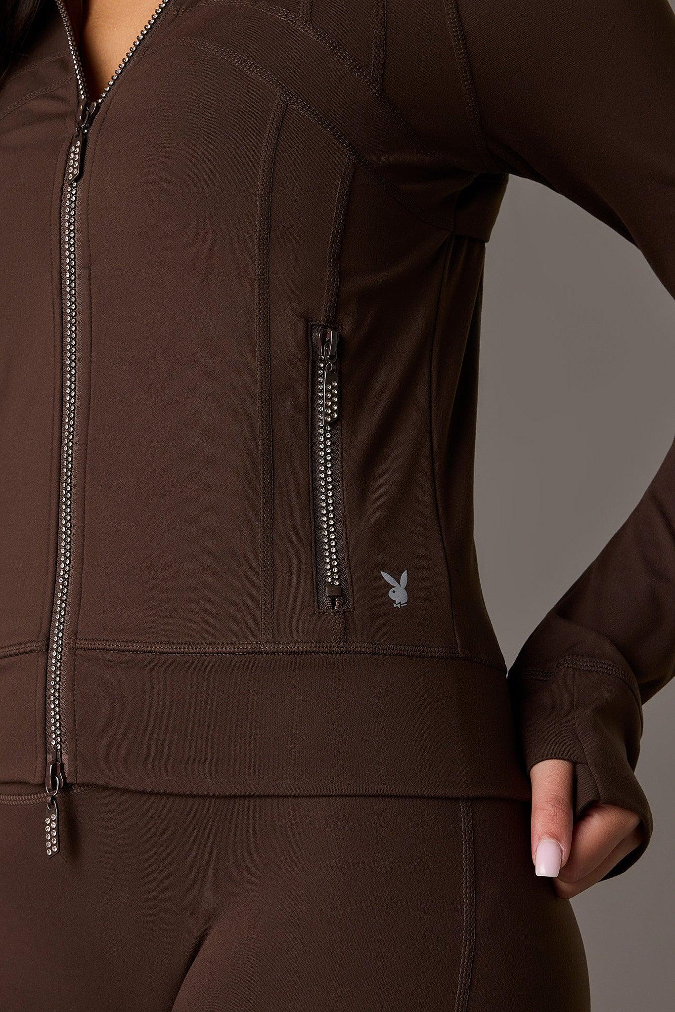 Playboy High Density Rhinestone 2 Way Zip Jacket Female Product Image