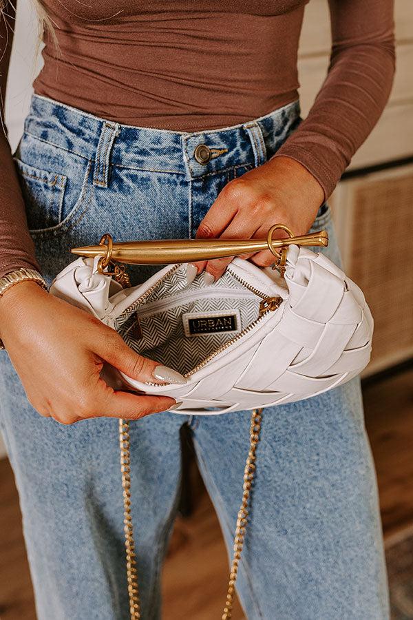 Easy To Style Faux Leather Woven Purse in Ivory Product Image