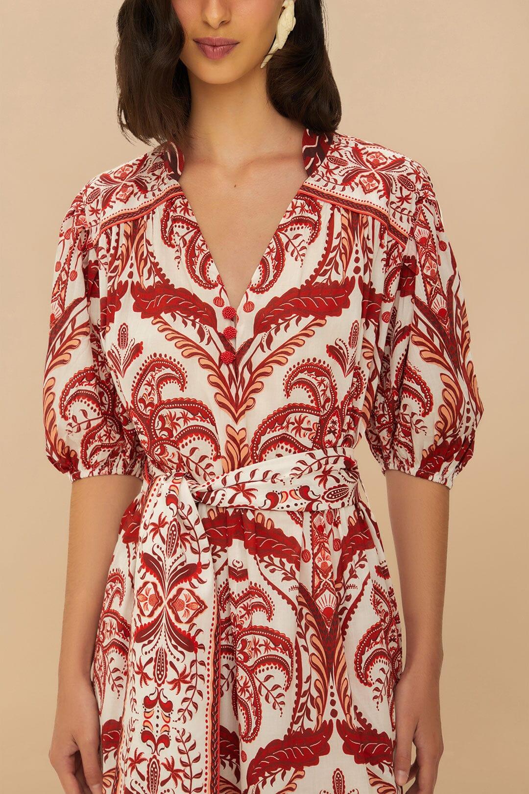 Off-White Green Floral Cascade LENZING™ ECOVERO™ Euroflax™ Midi Dress Product Image