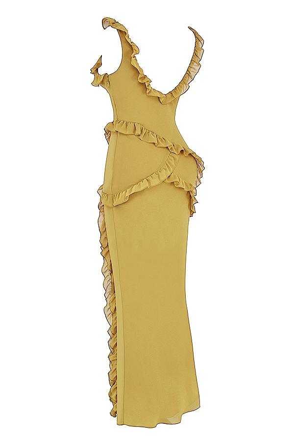 Pixie  olive ruffle maxi dress Product Image