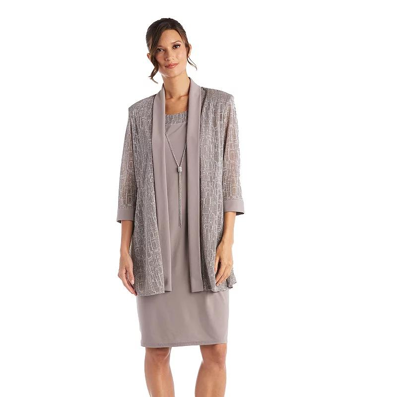 Women's R&M Richards 2-Piece Metallic Jacquard Dress and Jacket Set,  Product Image