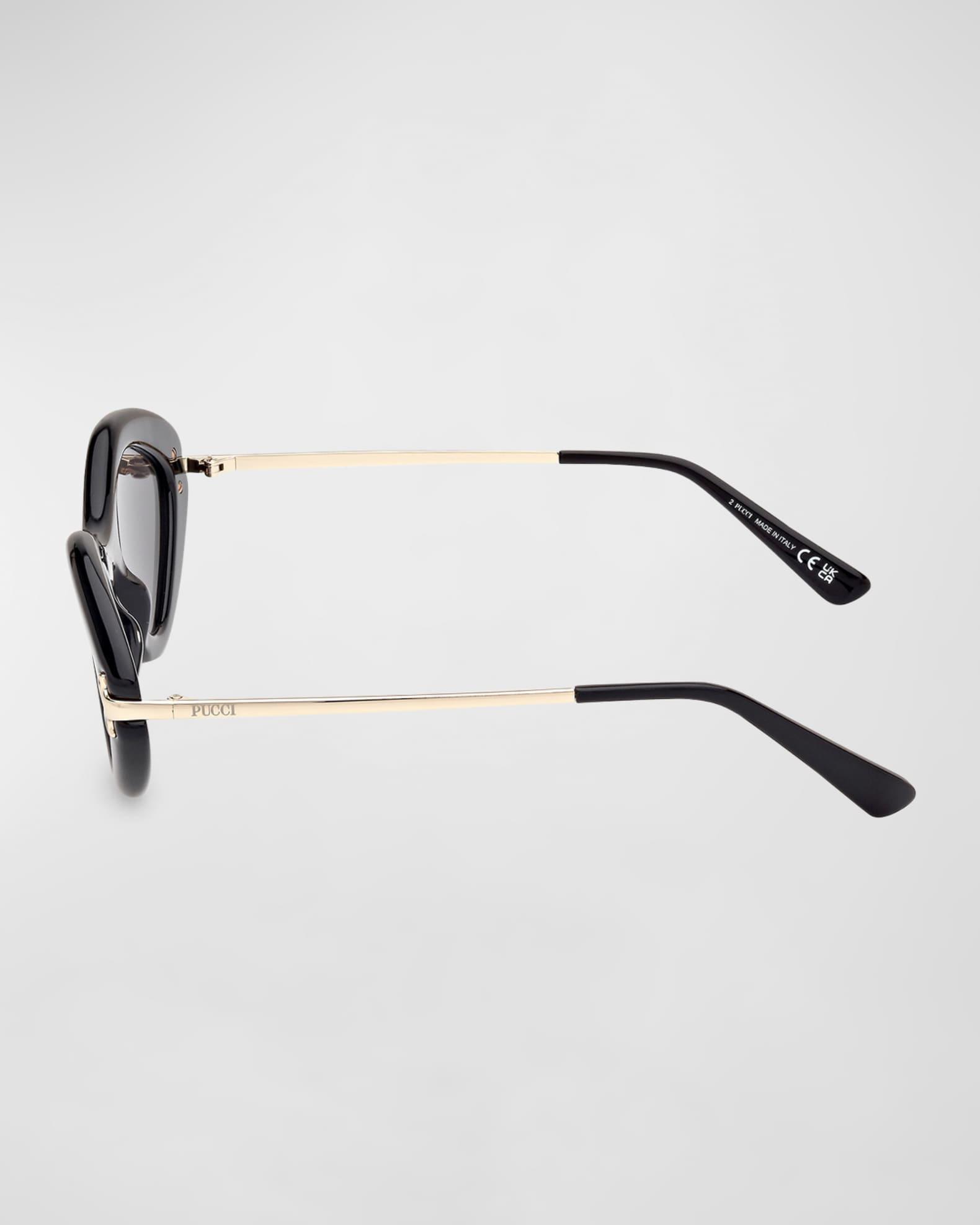 Logo Acetate & Metal Oval Sunglasses  Product Image