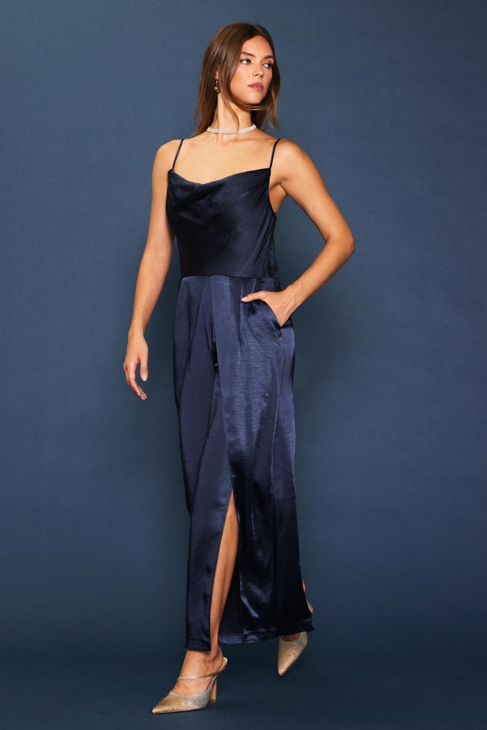 Cowl Neck Satin Cami Jumpsuit Product Image