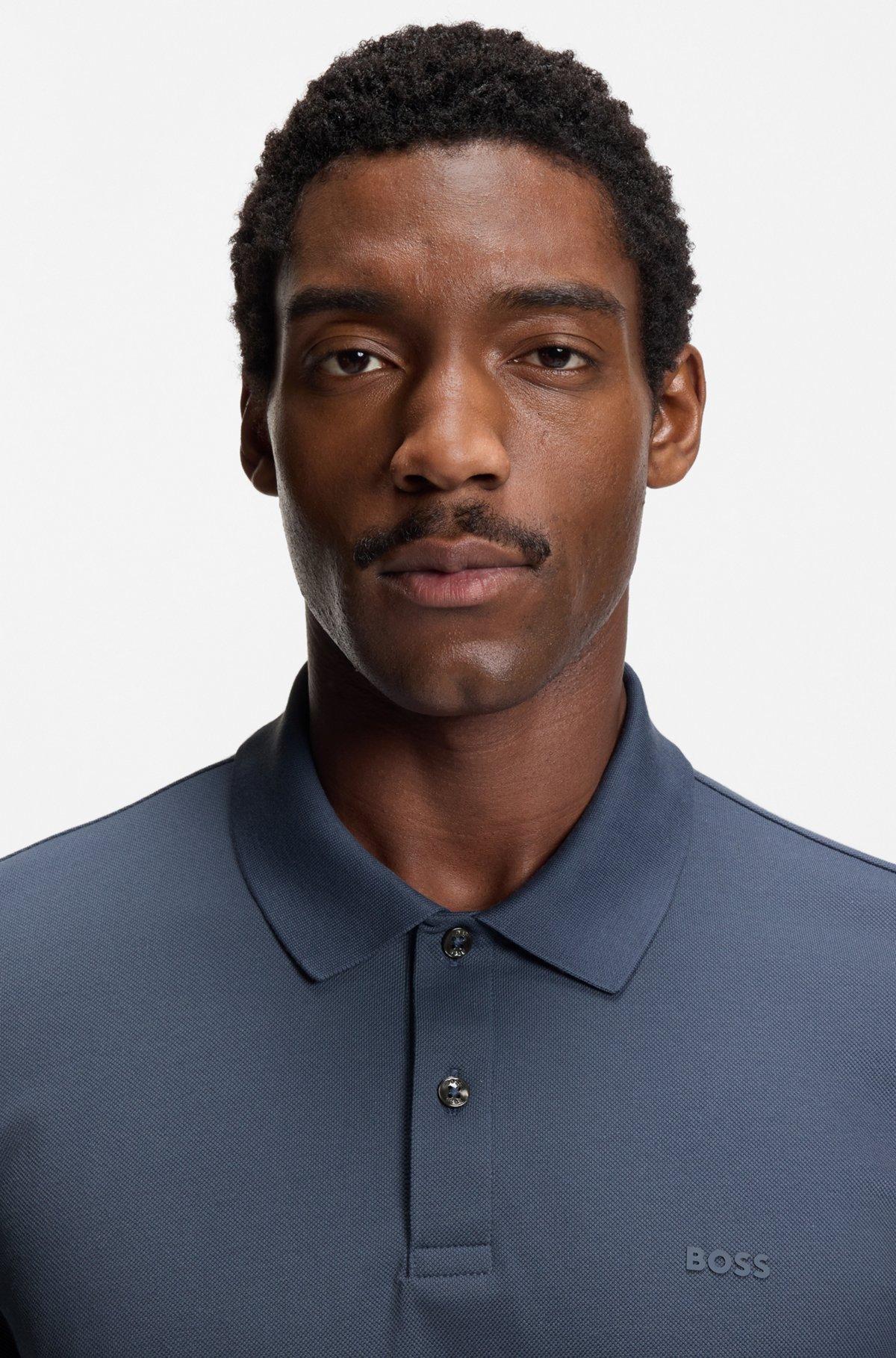 Rubberised-logo polo shirt in mercerised cotton Product Image