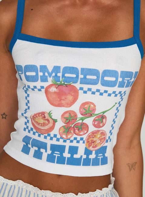 Pomodori Italia Graphic Tank White Product Image