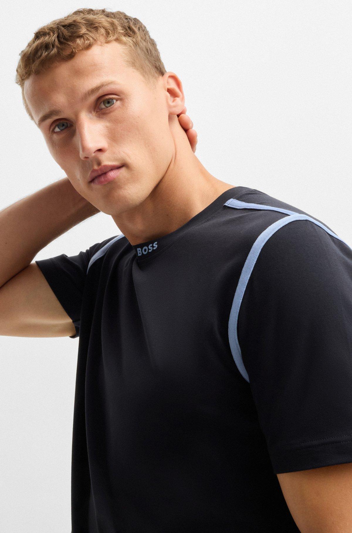 Stretch-cotton T-shirt with tape trims Product Image