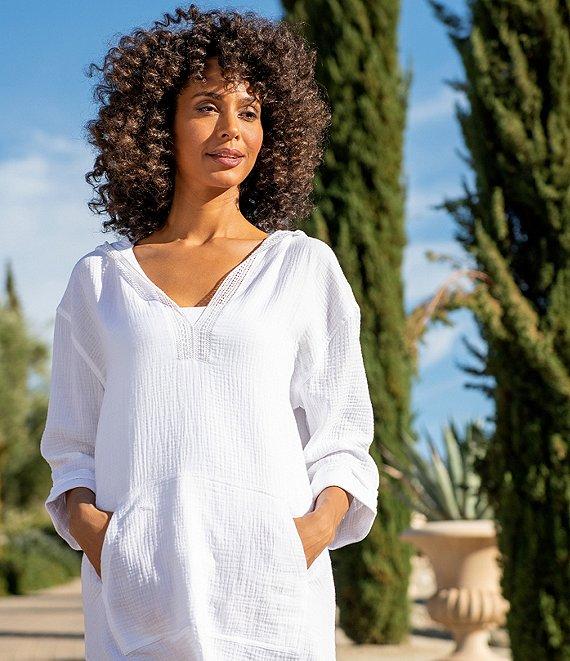 La Blanca Seaside Covers Cotton Gauze Hooded Tunic Swim Cover Up Product Image