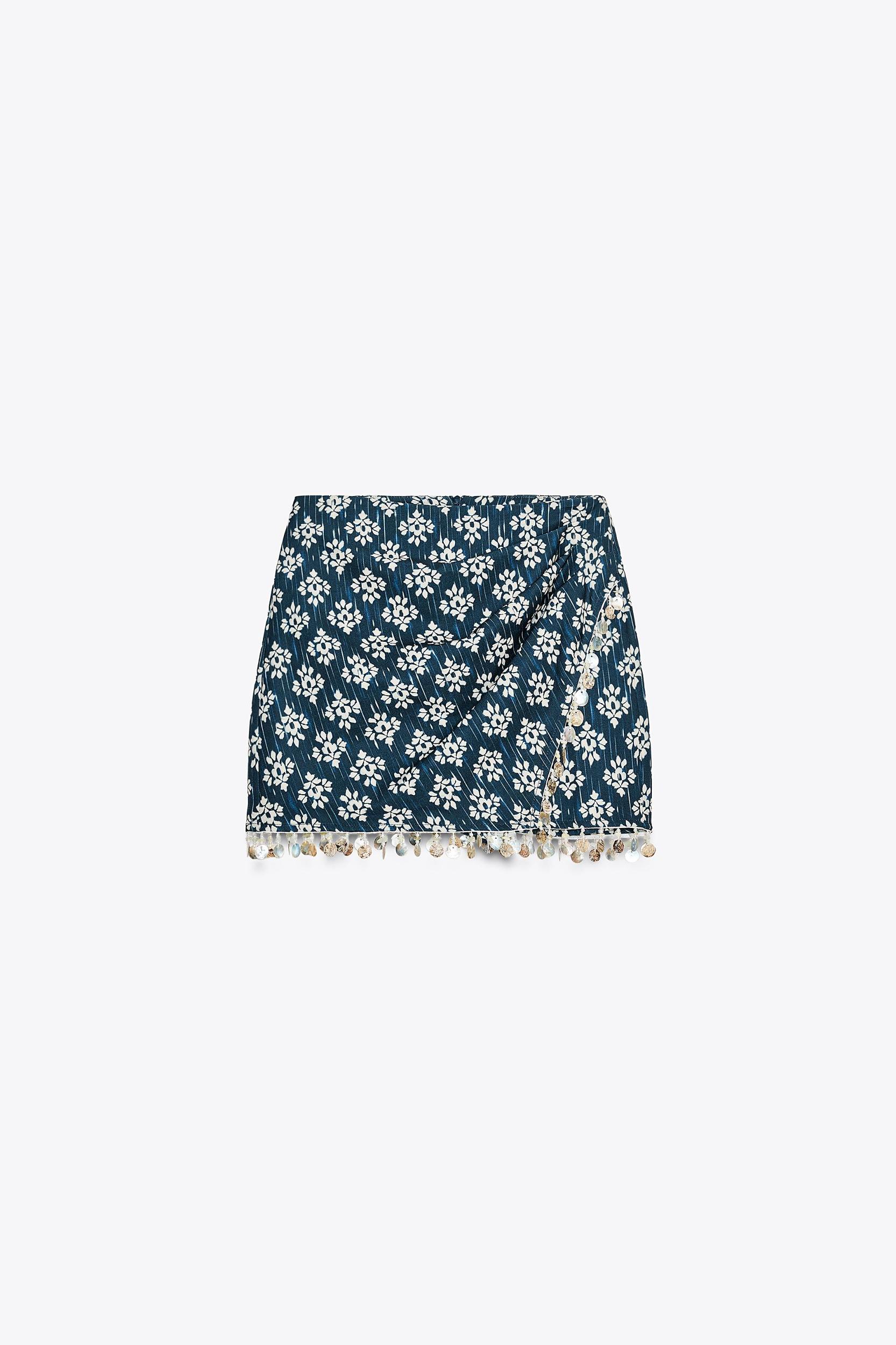 BEADED PRINTED SKORT Product Image