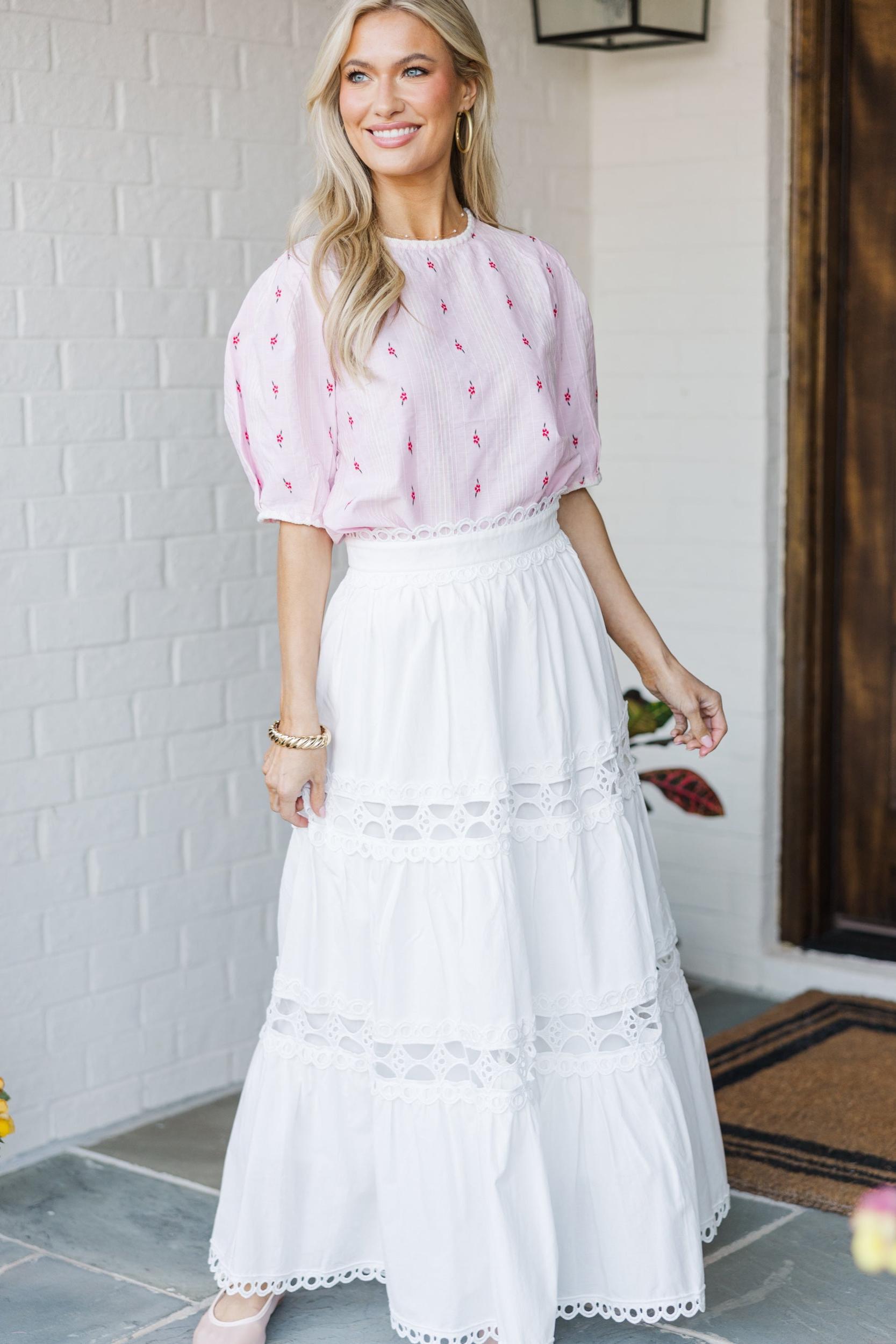 Keep It Classic White Crochet Maxi Skirt Female Product Image