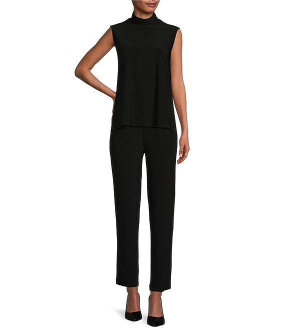 Caroline Rose Stretch Knit Jersey Mock Neck Sleeveless Tank Top Product Image