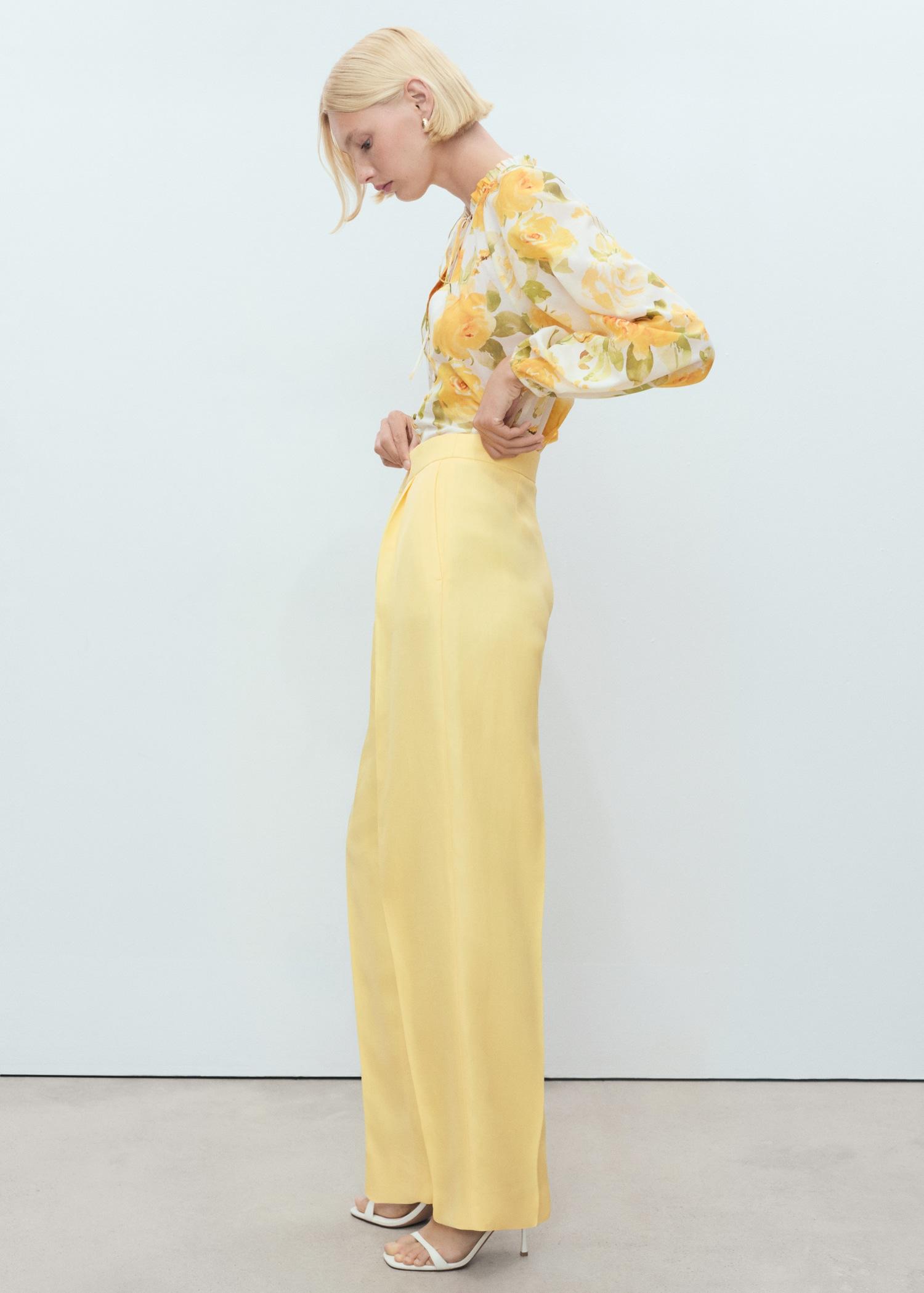 Linen-blend pleated pants - Women | MANGO USA Product Image