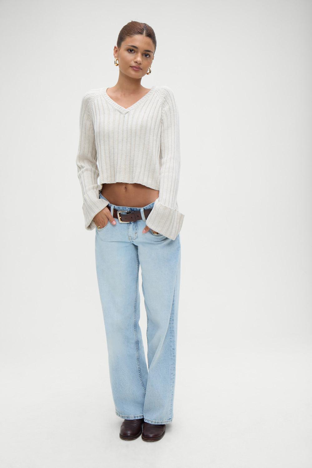 Ashton Cotton Knit Sweater - Cream Product Image