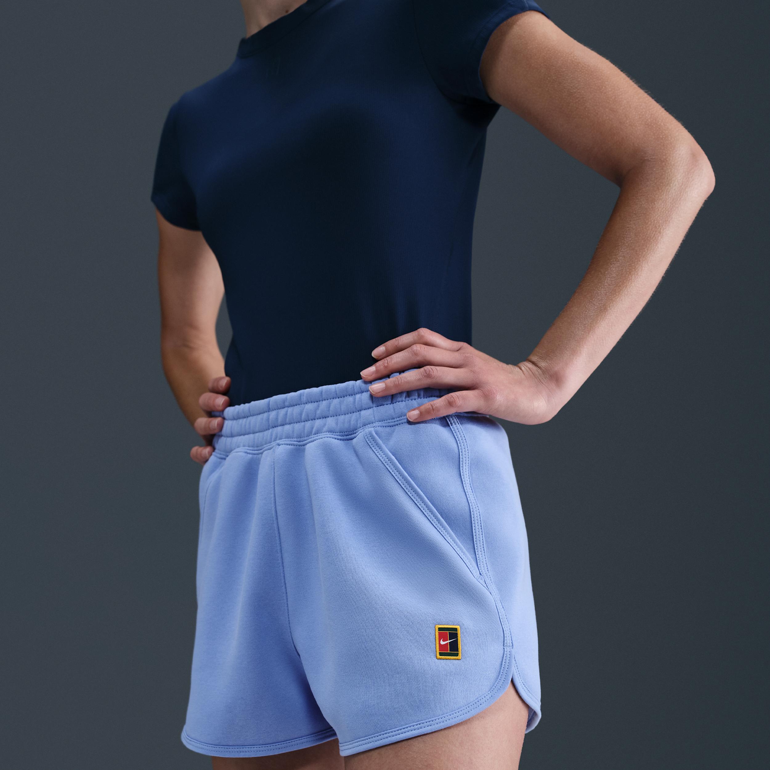 Nike Womens Court Heritage Mid-Rise Fleece Tennis Shorts | HJ8990-494 Product Image