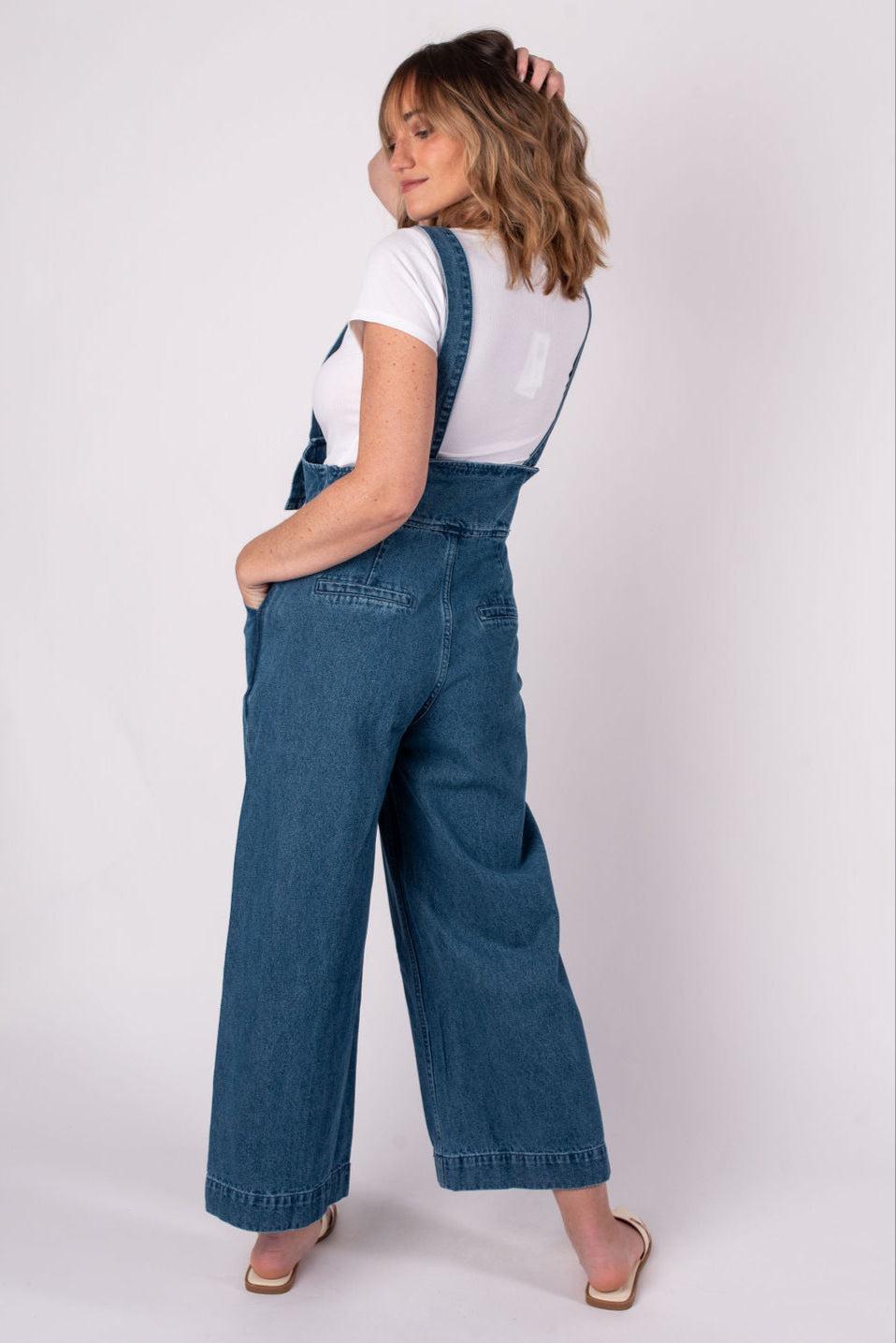 Hazel Wide Leg Denim Overalls Product Image