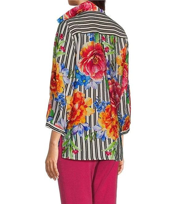 John Mark Wire Collar 3/4 Sleeve Print Woven Blouse Product Image
