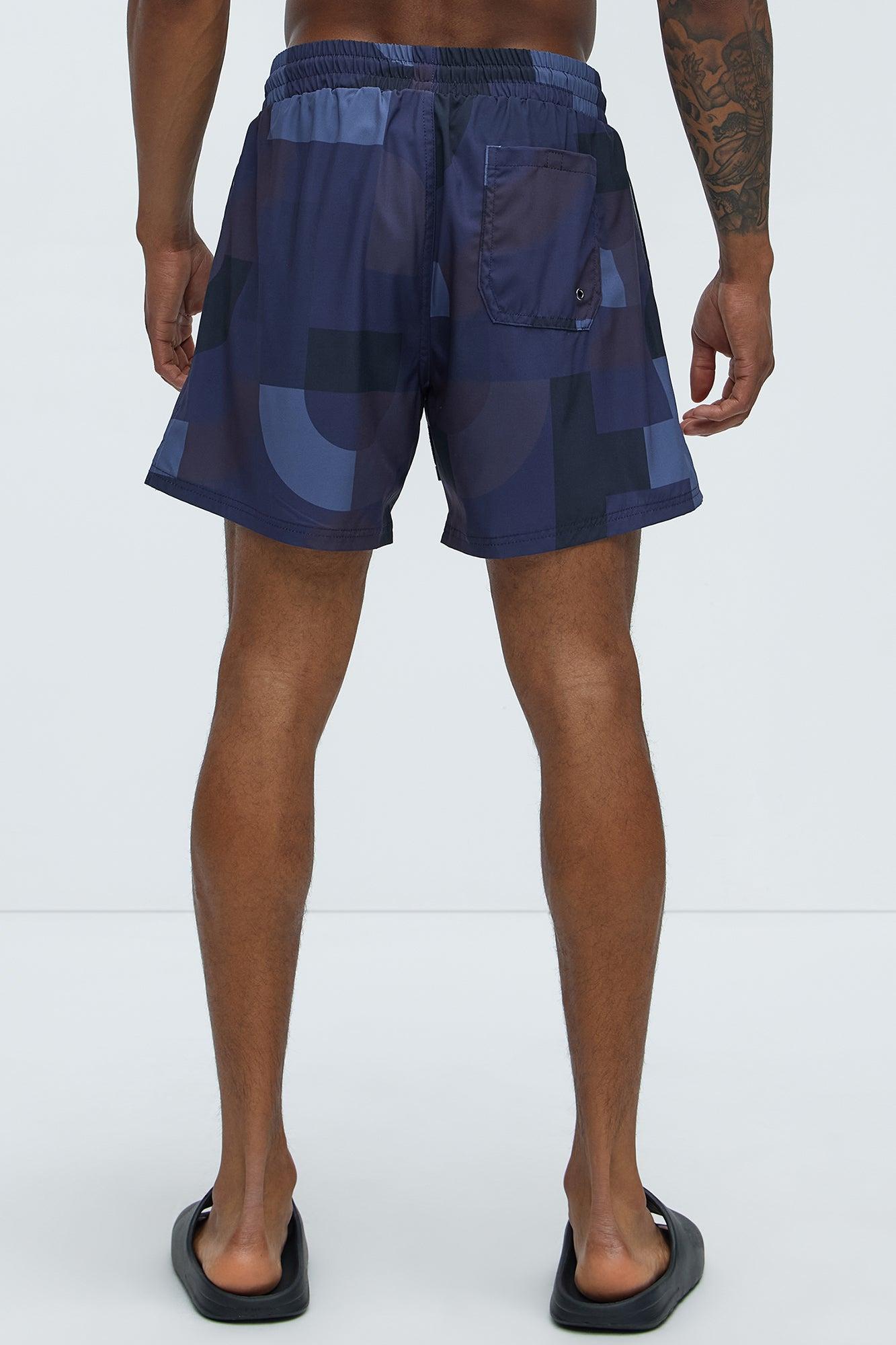 Night Out Geometric Swim Classic Trunk - Navy/combo Product Image