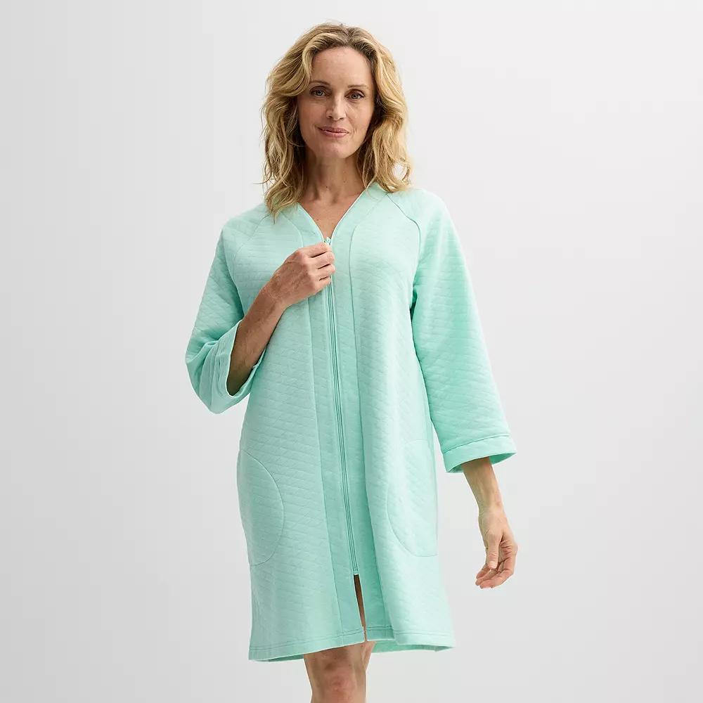 Women's Croft & Barrow® Quilted Zip Short Robe, Size: XL, Blue Rae Product Image