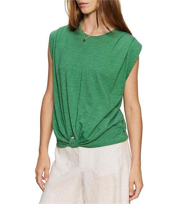 Sanctuary Knotted Crew Neck Muscle Sleeve Slub Jersey Tee Product Image