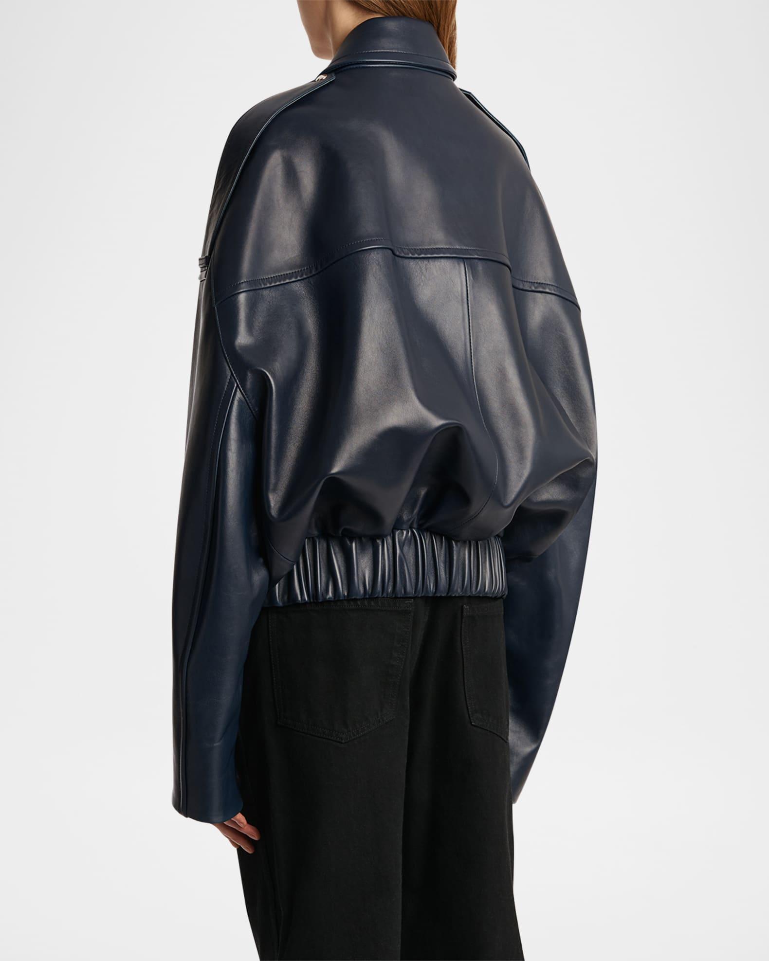 Owey Leather Bomber Jacket Product Image