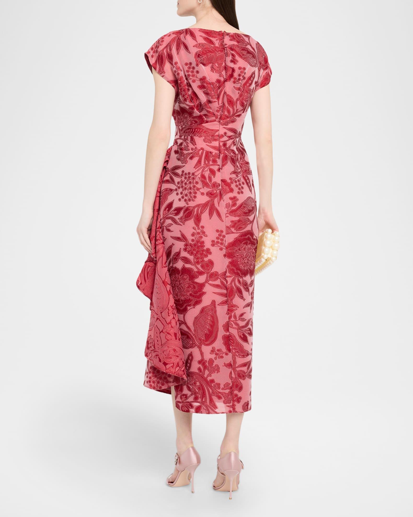 Florence Cap-Sleeve Fil Coupe Tea-Length Dress Product Image