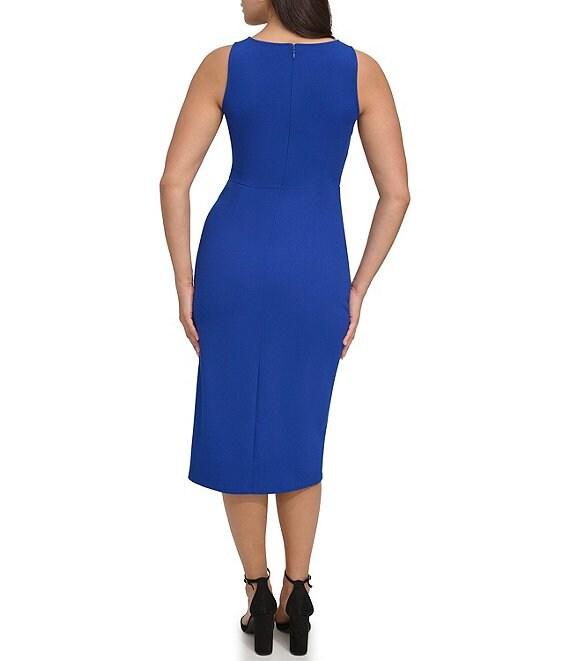 SIENA Sleeveless Twist Front Crepe Faux Wrap Midi Dress Product Image