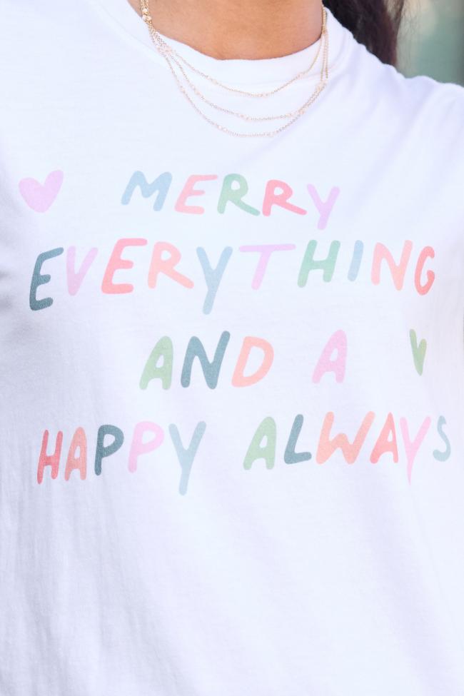 Merry Everything White Graphic Tee Product Image