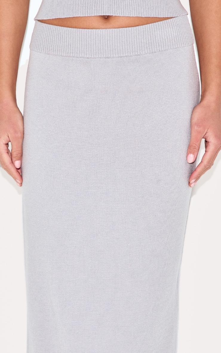 Ash Grey Basic Knit Maxi Skirt Product Image