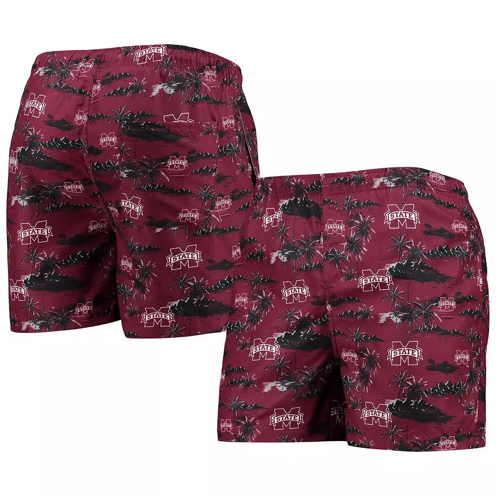 Men's FOCO Maroon Mississippi State Bulldogs Island Palm Swim Trunks,  Product Image
