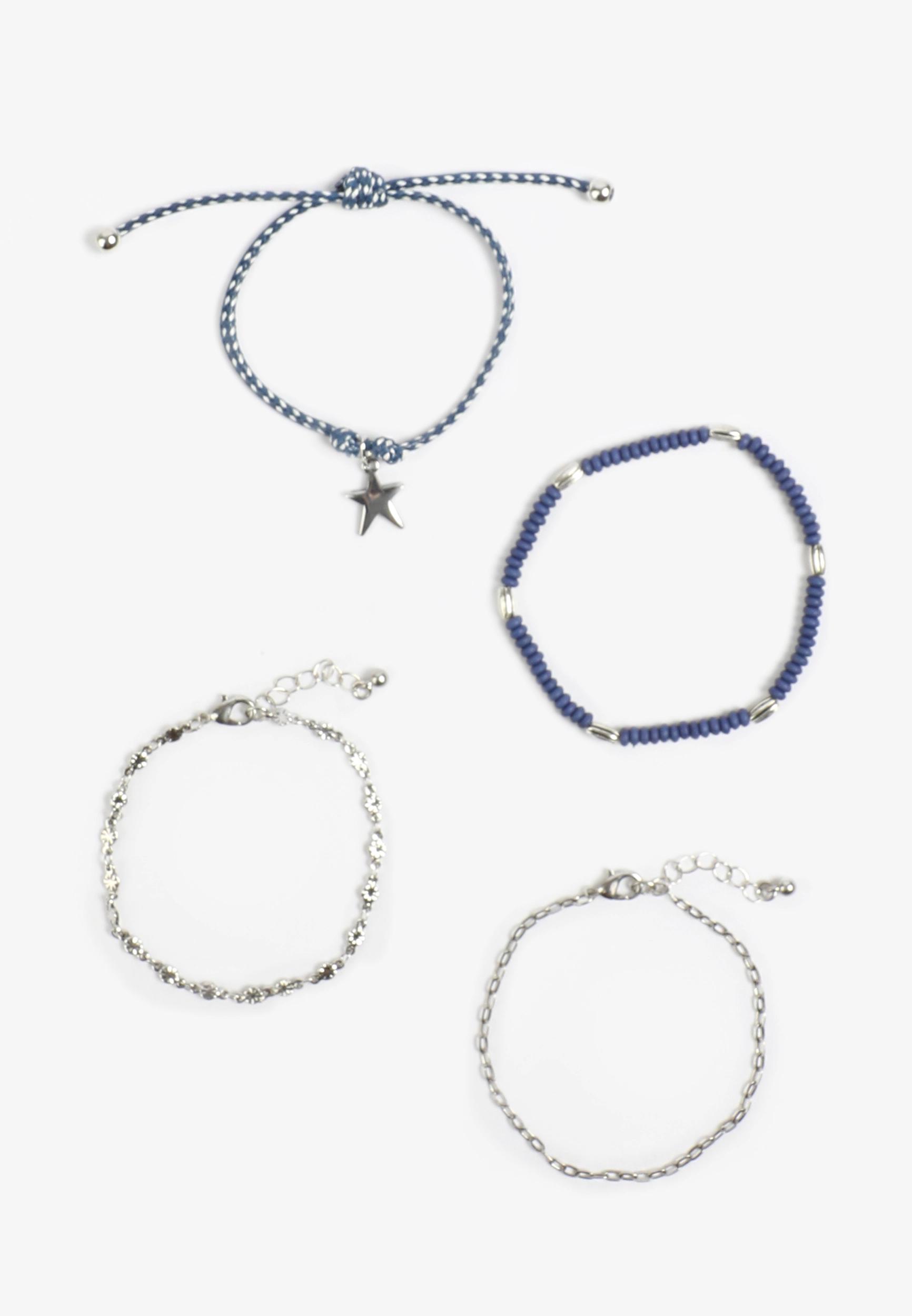 4 Pack Silver Star Charm Bracelet Set Product Image