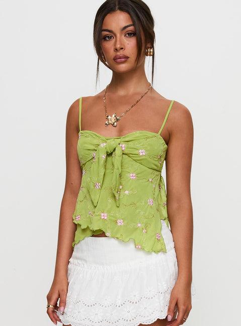 Paislie Mesh Top Sage Green Product Image