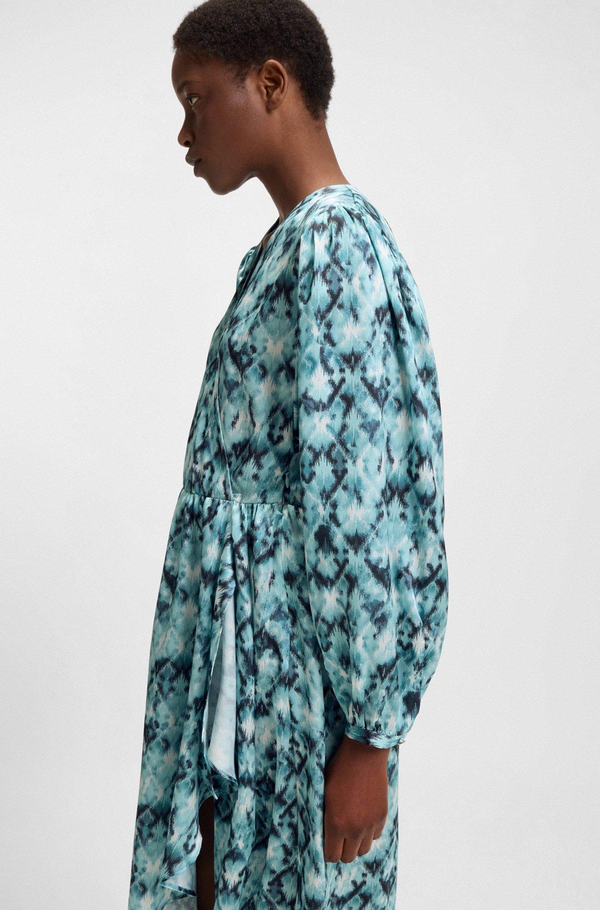 Printed dress in hammered satin Product Image