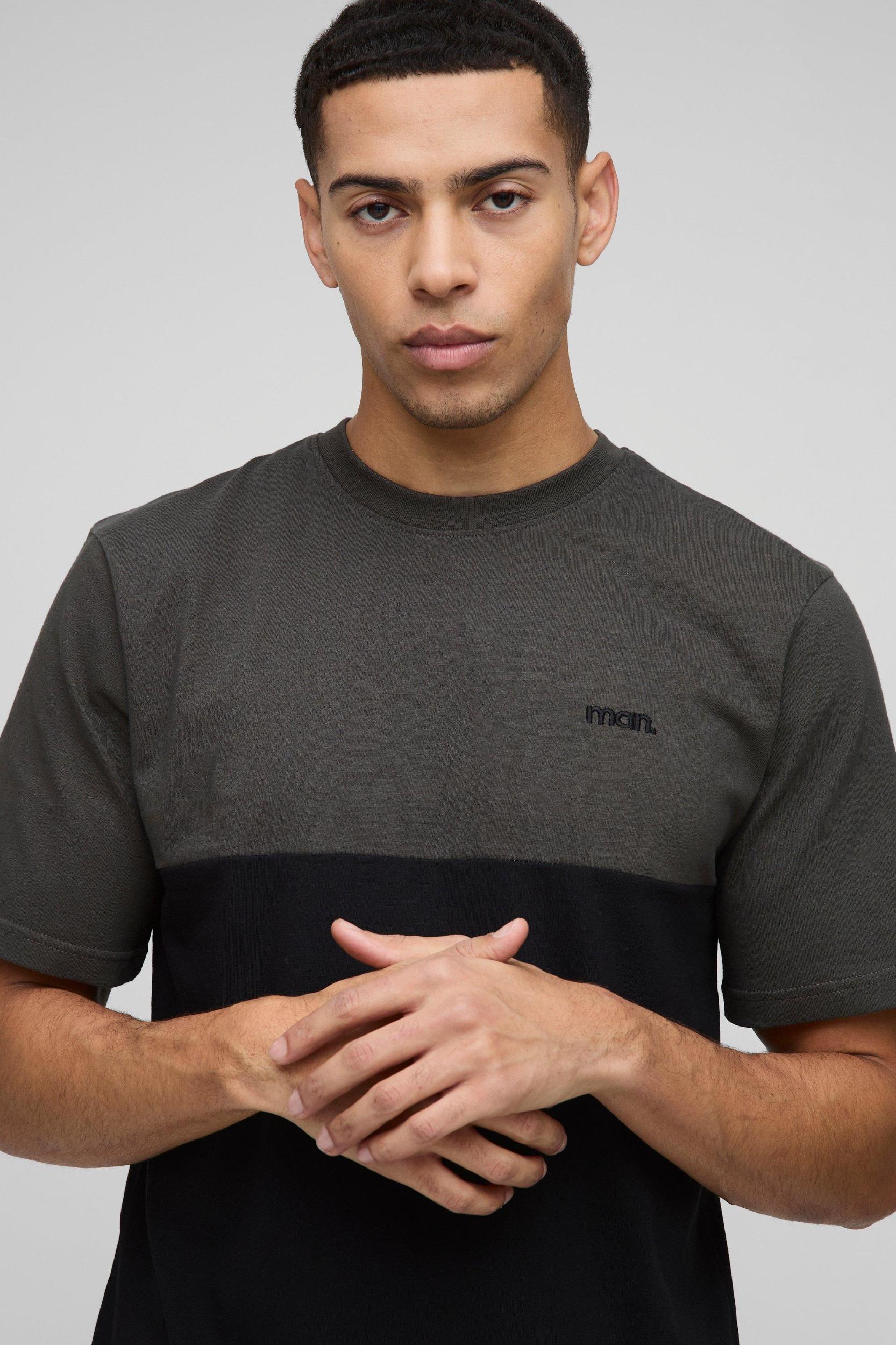 Regular Fit Regular Fit Man Colour Block T-Shirt | boohooMAN USA Product Image