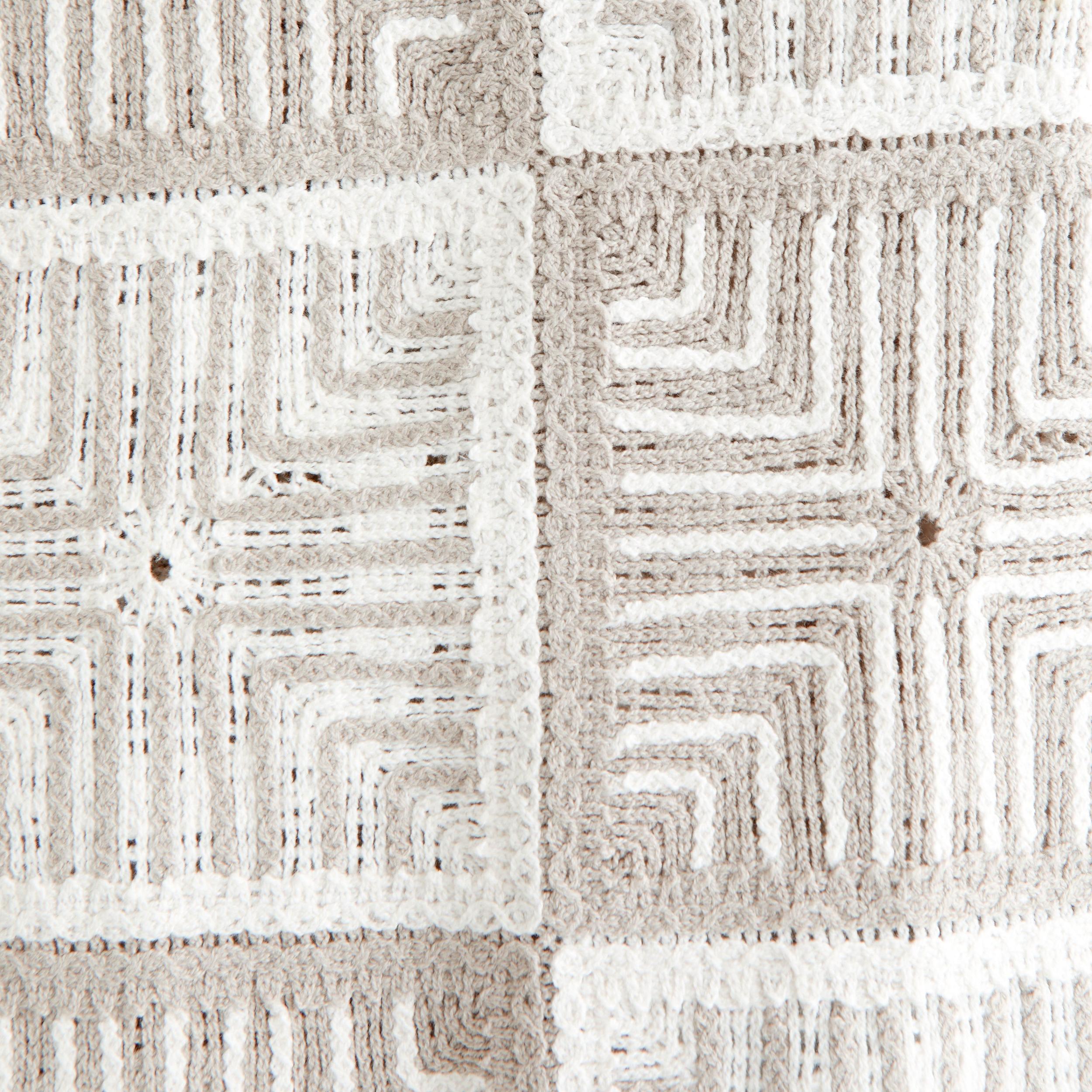 Crochet-Style Border Stripe Button-Through Sweater Polo Product Image