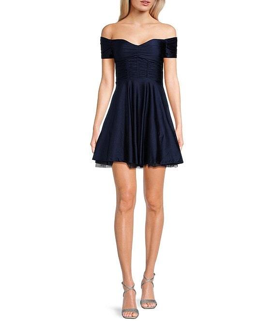 Honey and Rosie Off Shoulder Short A-Line Dress Product Image