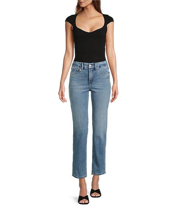 Good American Soft Tech Good Legs Mid Rise Straight Jeans Product Image