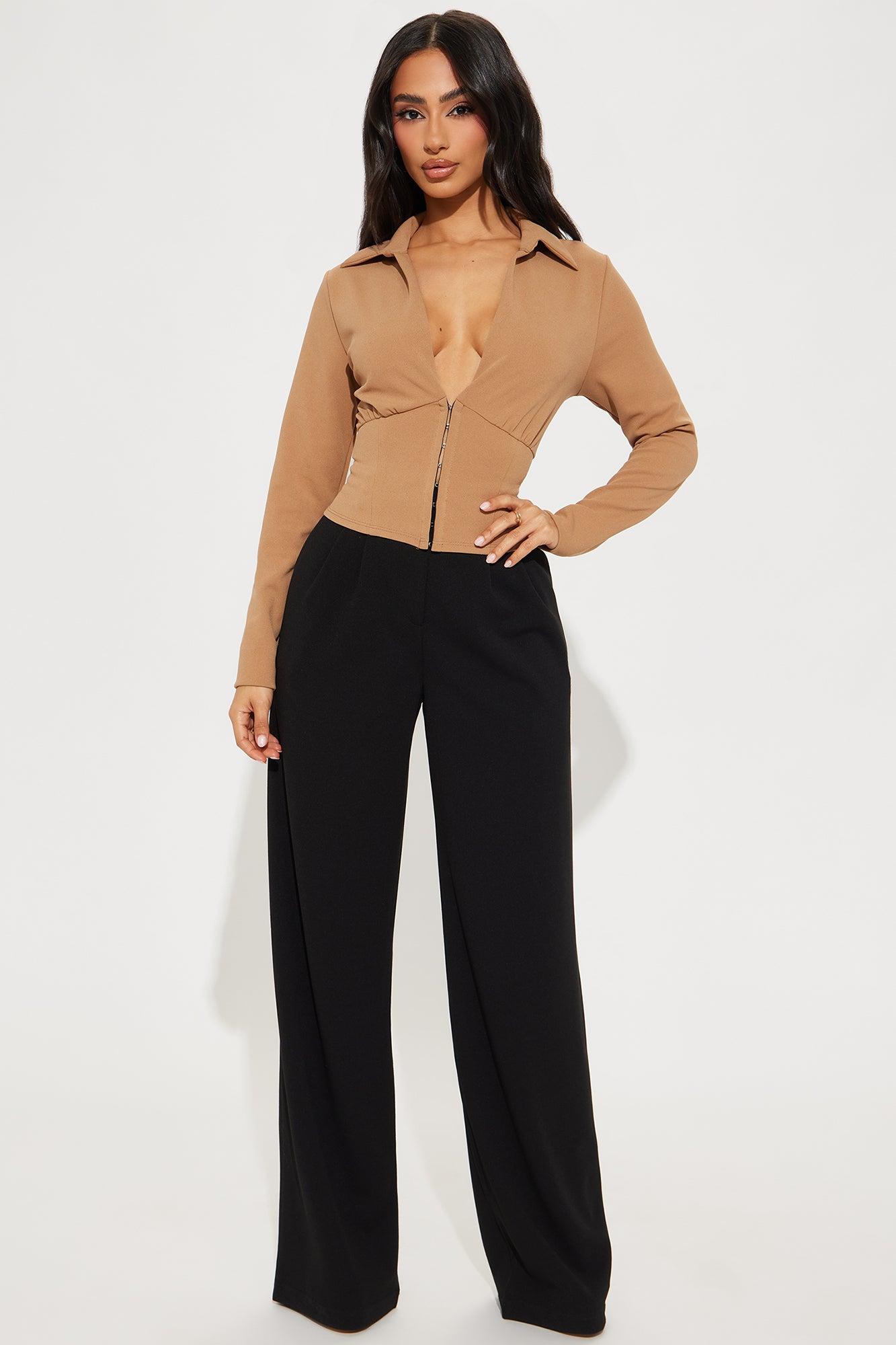 Elsie Collared Long Sleeve Top - Mocha Product Image