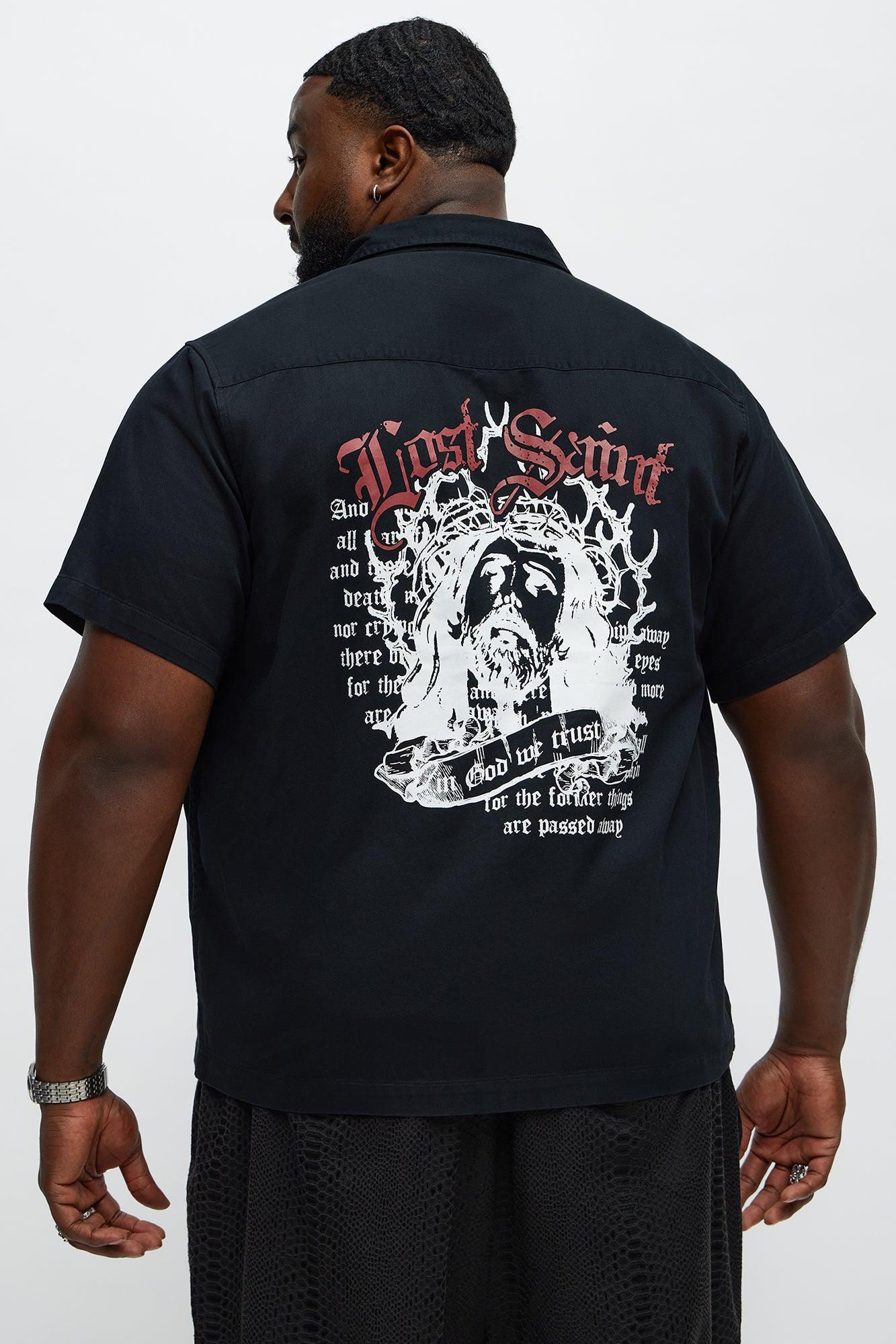 Regular Fit Lost Saint Button Up Shirt - Black Male Product Image