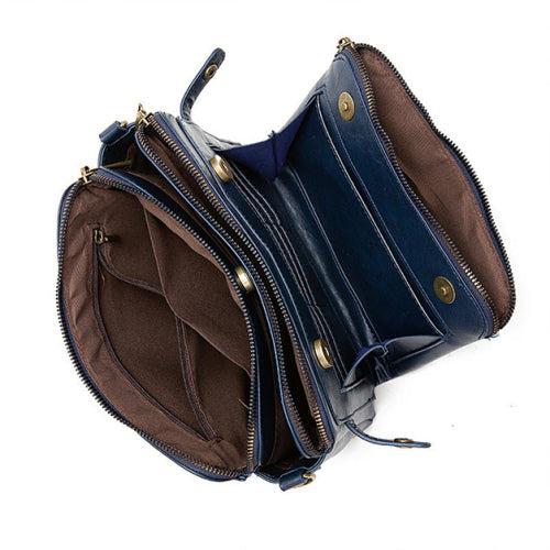 Crossbody Leather Shoulder Bag and Clutch with Stainless Steel Card Wallet Product Image