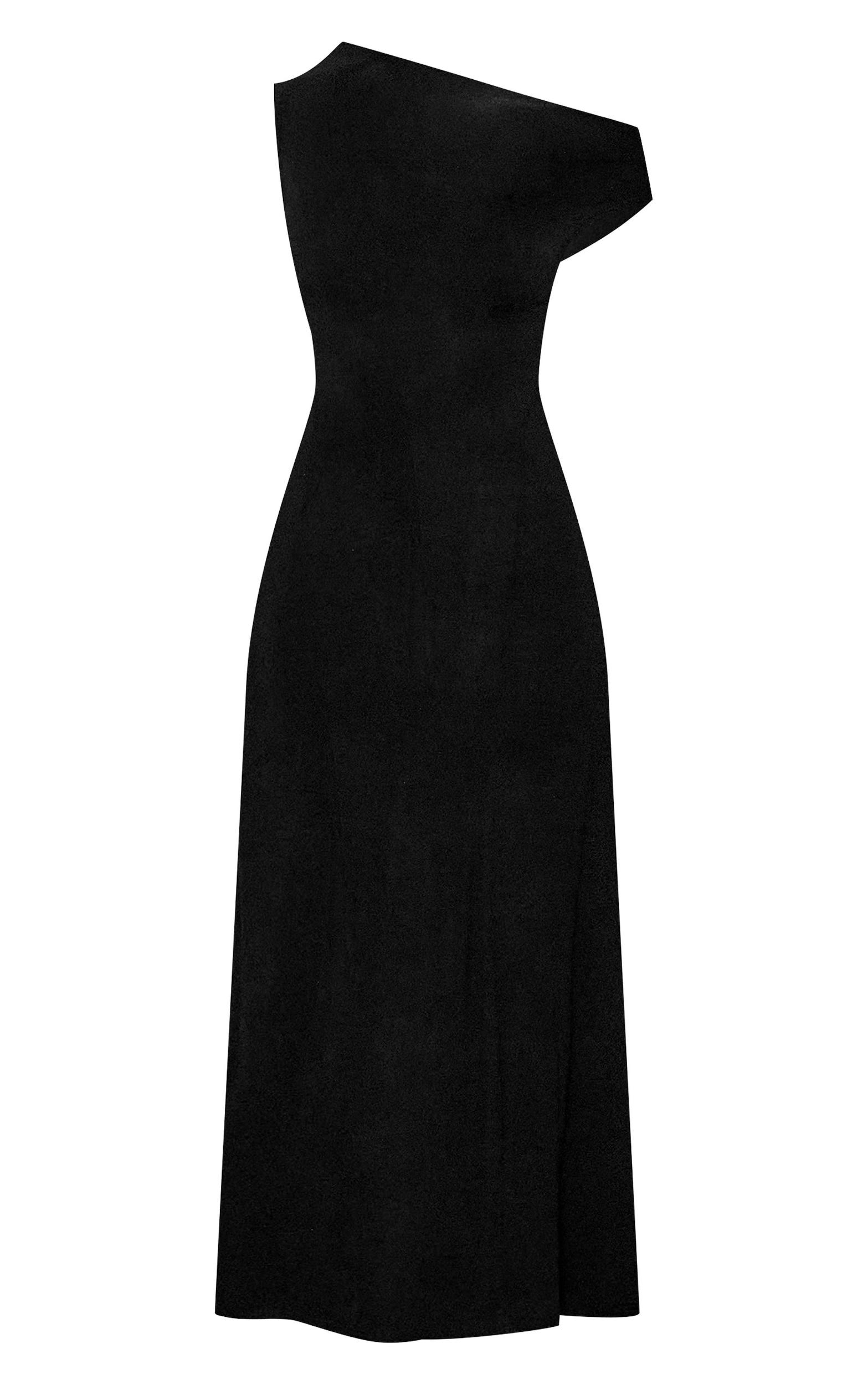 Black Soft Touch Asymmetric Panelled Maxi Dress Product Image