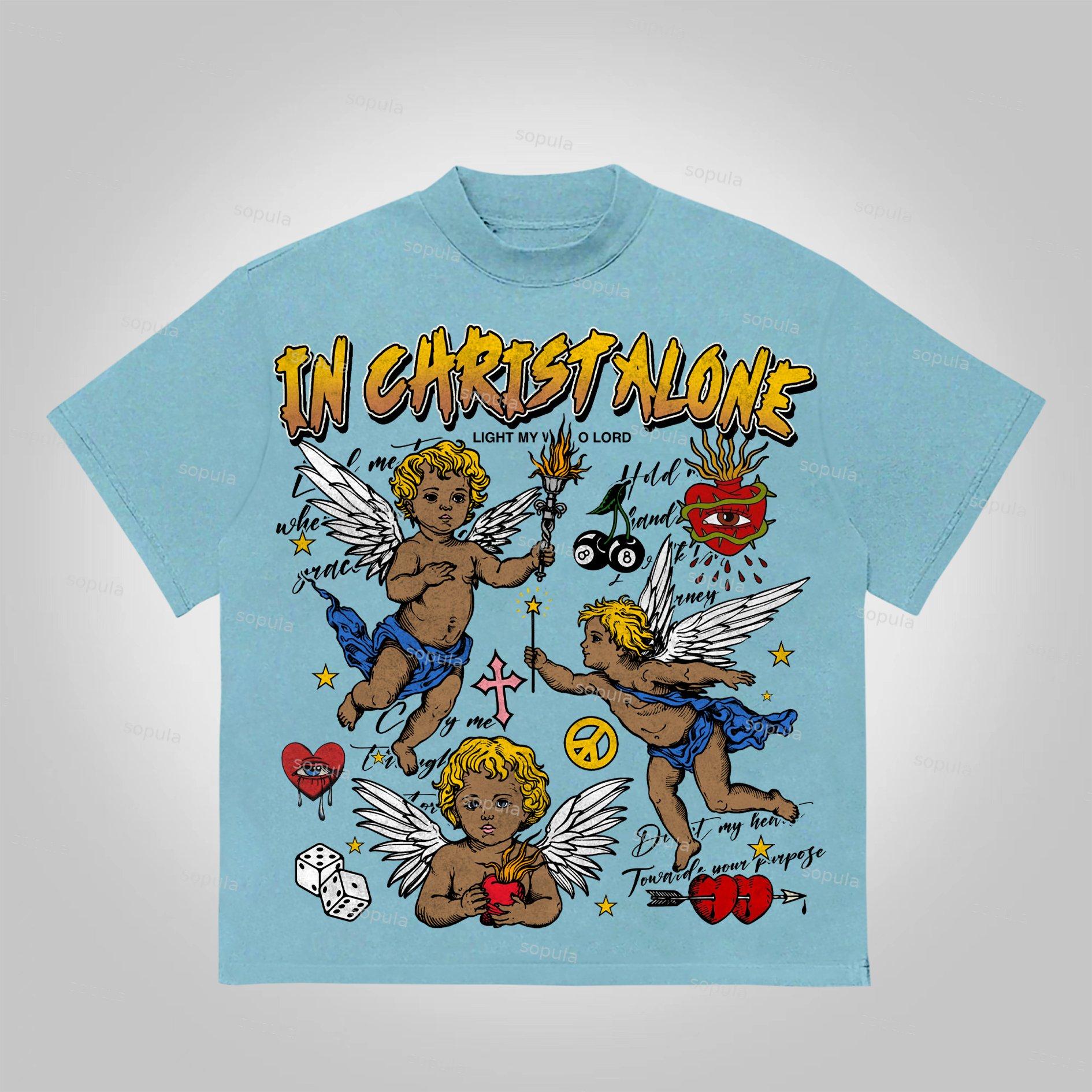 Sopula In Christ Alone Collage Printed Graphics Cotton T-Shirt Product Image